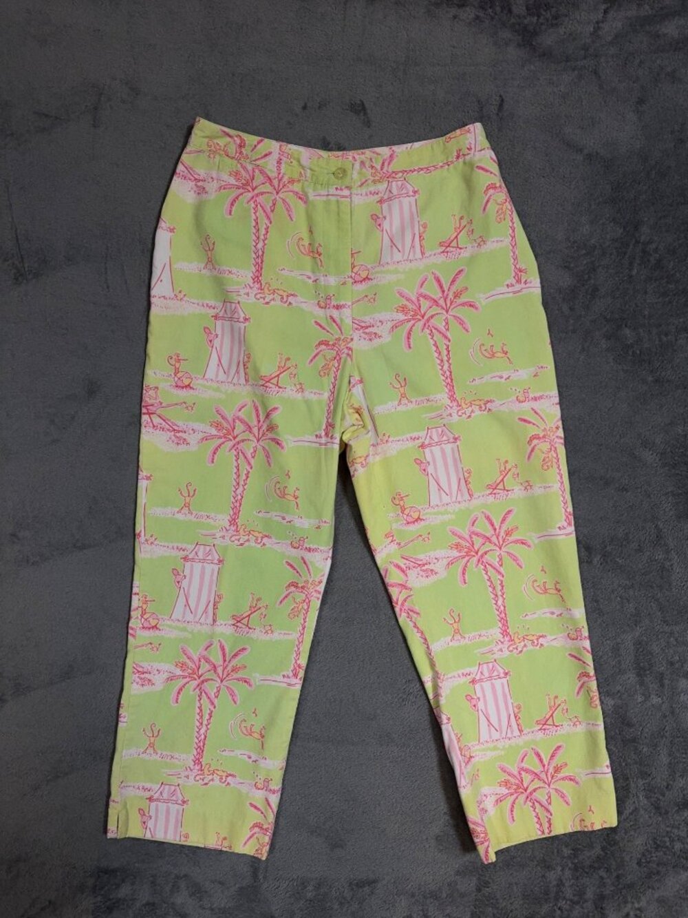 Vintage Lilly Pulitzer Cabana Banana Capri Pants Women's Size 8 Pink Green - Picture 10 of 11